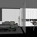 Modern Office Interior With Open Layout Glass Partition Gray Sofa Bookshelf And White Cabinets