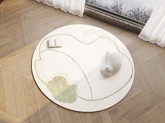 Modern Carpet Fabric Round Carpet Cartoon Children's Carpet 3d model