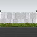 Modern Garden Feature Wall With Stone Panels Pillars And Flower Bushes