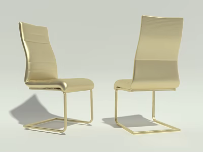 Modern Golden Leather Chairs With Sleek Metal Frame And Comfortable Design 3d model