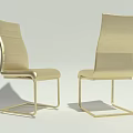 Modern Golden Leather Chairs With Sleek Metal Frame And Comfortable Design