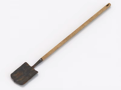 Hardware Tools Metal Shovel with Long Wooden Handle for Garden Construction Use 3d model