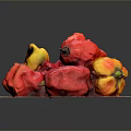 Fresh Red and Yellow Peppers Arranged on Wooden Board for Cooking Recipes