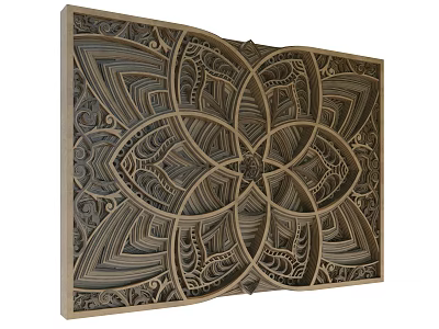 Intricate 3D Floral Relief Wall Decor With Wooden Artistic Patterns 3d model