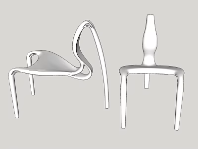Modern Single Chair Design With Unique Curved Lines And Sleek Structure 3d model