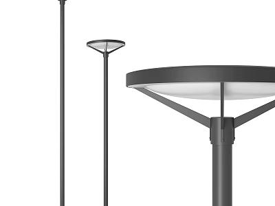 Road Lighting Facilities With Modern Street Lamp Posts And Circular Lighting Heads 3d model
