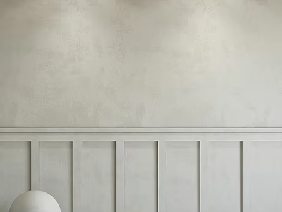 White Spherical Vase with Fresh Flowers Against Light Colored Wall and White Wainscoting 3d model