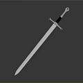 Medieval Sword With Metal Blade Black Handle And Cross Guard Design