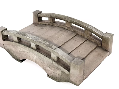 Classic Traditional Arched Stone Bridge With Slabbed Deck And Side Railings 3d model