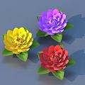 Vibrant Yellow Lotus Flower With Fresh Green Leaves On Blue Background