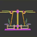 Outdoor Double Seated Fitness Swing With Orange Pink Frame And Exercise Structure