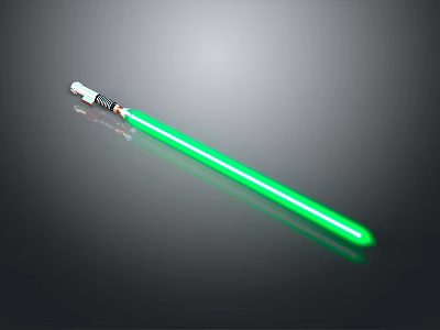 Futuristic Green Glowing Lightsaber Weapon With Metallic Hilt And Bright Blade 3d model