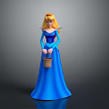 Blonde Haired Princess In Blue Long Dress Holding Woven Basket Standing Figurine