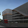 Aerial Planning for Modern Office Building with Glass Facade Road and Green Landscaping