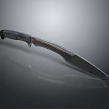 Tactical Weapon Knife With Curved Metal Blade And Dark Handle Design