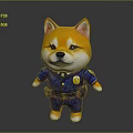 Cute Shiba Inu as Police Officer With Yellow Fur Blue Uniform And Badge