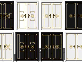 New Chinese Double Door Double Door Combination 3d model
