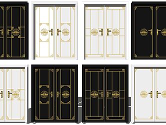 New Chinese Double Door Double Door Combination 3d model