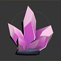 Pink Crystal with Pointed Facets on Blue Base and Glossy Reflection 3d model