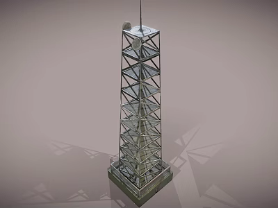 Tall Metal Communication Tower With Steel Frame Antenna And Multiple Platforms 3d model