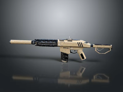 Modern Tactical Rifle With Beige And Black Finish Sleek Design And Textured Grip 3d model