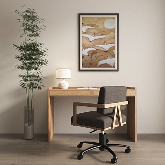 Quiet office desk and chair office desk and chair combination 3d model