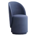 Modern Upholstered Stools In Beige And Blue With Round Design And Backrest