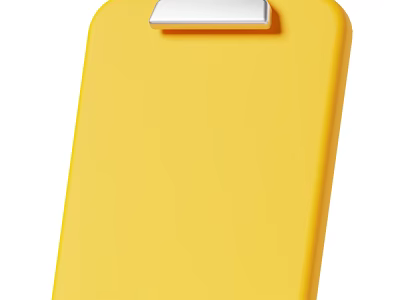 Yellow Clipboard With Silver Metal Clip For Office Use And Daily Notes 3d model