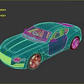 Turquoise Sports Car With Blue Roof Sleek Exterior Design And Shiny Alloy Wheels