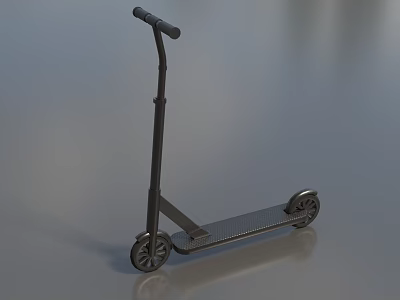 Black Two Wheeled Scooter With Handlebar And Flat Deck Design 3d model