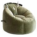 Comfortable Green Velvet Bean Bag Chair With Round Shape And Ear Decor
