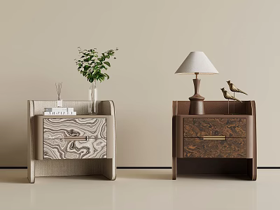 Elegant Luxury Bedside Nightstands With Unique Textured Drawers For Modern Warm Bedroom Interior Decoration 3d model