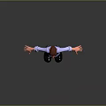 3D Human Character Wearing Glasses Shirt And Tie Standing With Arms Outstretched On Black Background