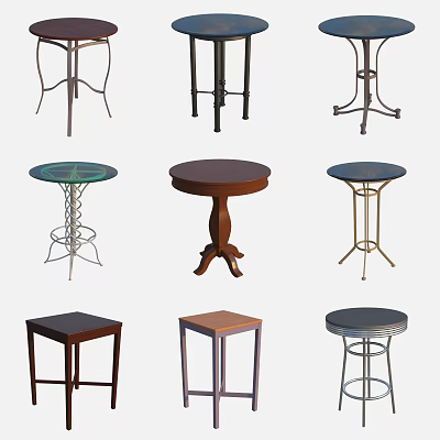 Dining Table Set Collection With Diverse Designs Round Square Tables And Metal Wooden Legs 3d model