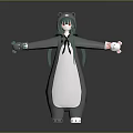 Gray Hooded Game and Movie Character With Long Green Hair Red Eyes Plush Arm Toys