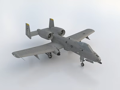 Gray Fighter Jet Model With Twin Engines Landing Gear And Wings 3d model