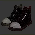 Stylish Black Lace Up Ankle Boots With Silver Toe Cap And Durable Rubber Soles