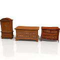 Classic Three Piece Wooden Furniture With Drawers And Carved Design Details