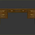 Vintage Wooden Writing Desk with Red Leather Desktop and Gold Decorative Handles