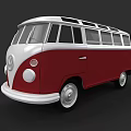 Classic Volkswagen Red And White Vintage Van With Retro Exterior Design