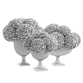 Elegant Decorative Ornament Set With White Spherical Balls In Clear Glass Vases