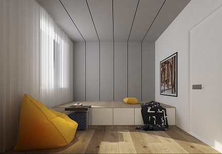 Modern Tatami Bedroom 3d model