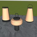 Stylish Outdoor Lights Placed On Stone Floor With Green Garden Plants