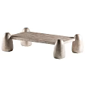 Modern Dining Table With Sturdy Rounded Block Legs And Natural Wood Texture