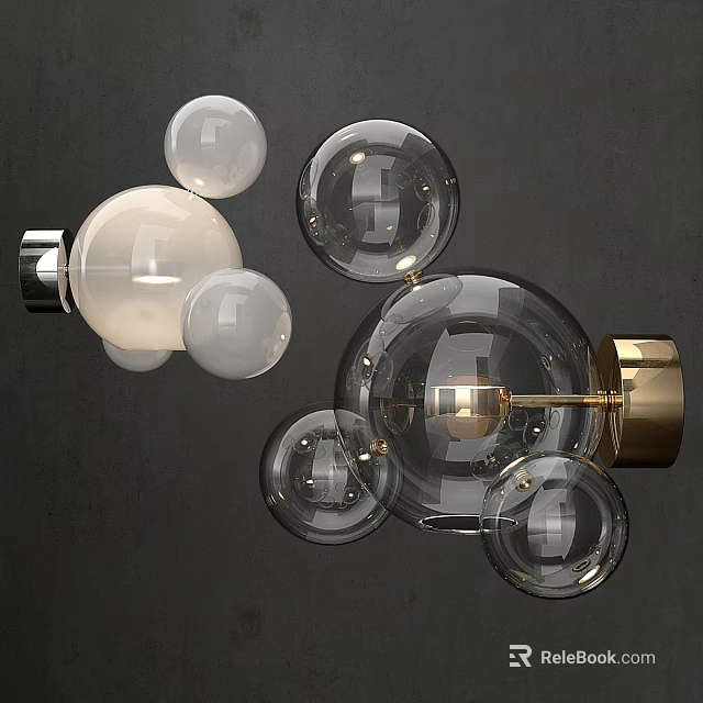 Modern Contemporary Wall Lamps With Multiple Glass Globes And Metal Bases 3d model 