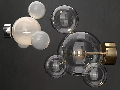 Modern Contemporary Wall Lamps With Multiple Glass Globes And Metal Bases 3d model