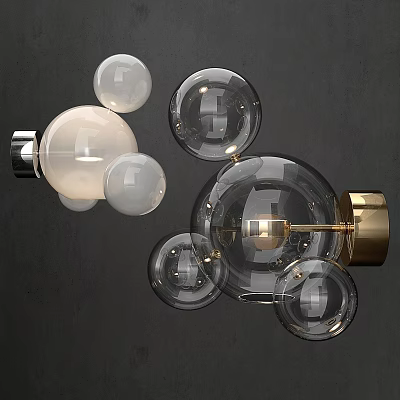 Modern Contemporary Wall Lamps With Multiple Glass Globes And Metal Bases 3d model
