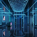 Futuristic Sci Fi KTV Interior With Blue Lights And Space Decor 3d model