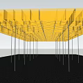 Illuminated Pergola With Grid Roof Structure And Support Columns Under Night Sky