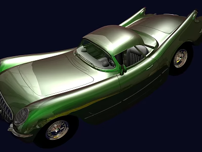 Vintage Green Sports Car With Sleek Body Design And Shiny Chrome Wheels 3d model